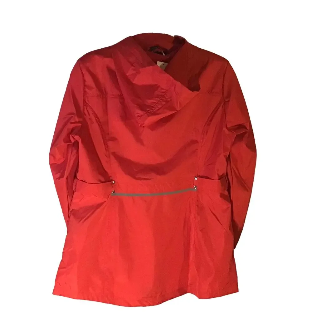 Jones New York Red Hooded Windbreaker Jacket Women’s SZ L NWT